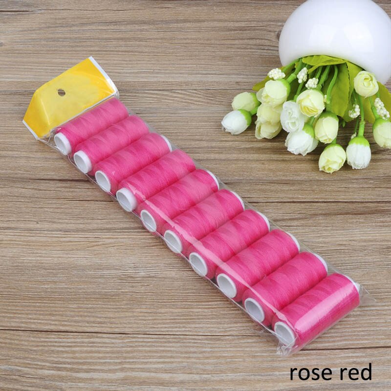 5pcs Polyester Multicolor Sewing Sewing Thread Handmade Embroidery 200 Yards machine embroidery thread: Rose Red