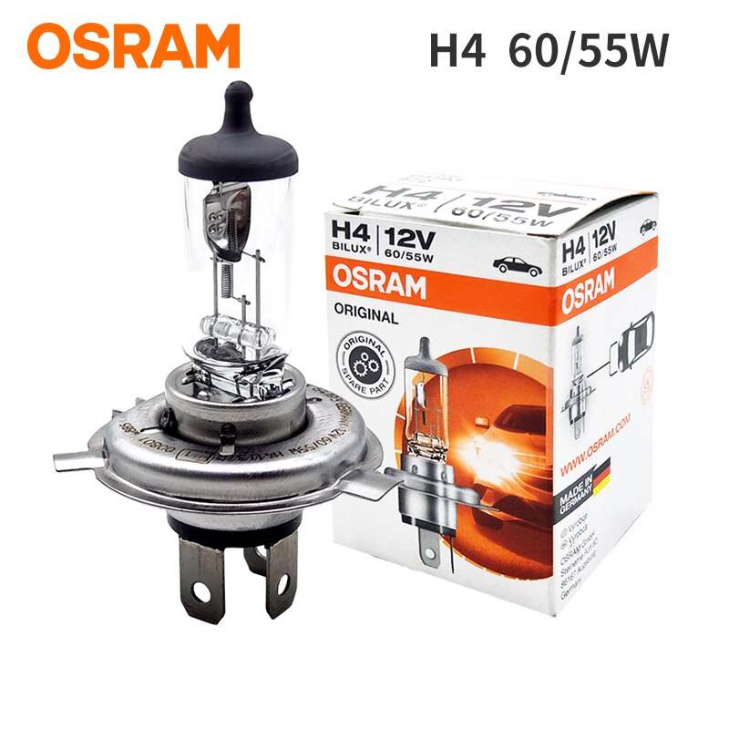 Osram  h1 h3 h4 h7 halogen bilpære forlygte fjernlys nærlys halogenlampe lang levetid 12v 55w biltilbehør: H4-64193