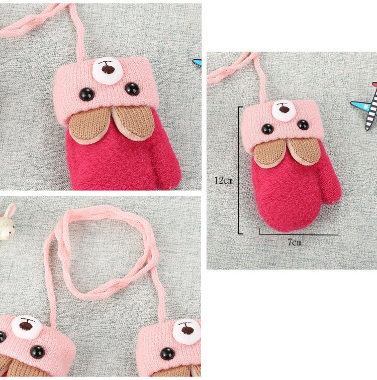 Newborn Kids Cartoon Cute Baby Boys Girls Winter Warm Gloves Wool Mittens Thick Knit Full Rope Finger Warmer Gloves 0-3Y