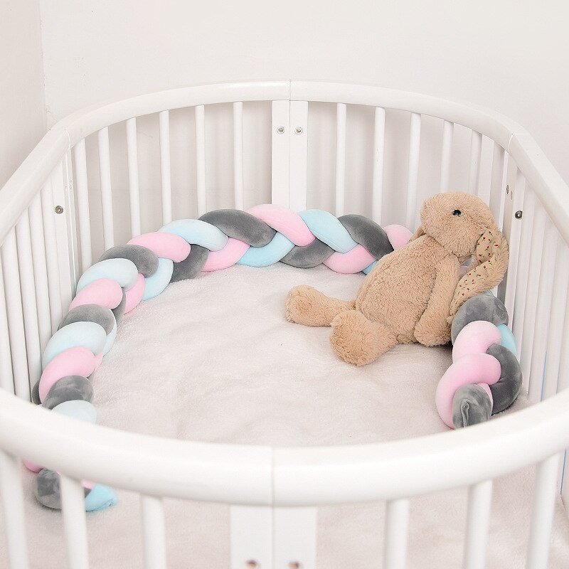 3M Länge Baby Bett Stoßstange Knoten Bett Bettwäsche für Neugeborene Baby Nestchen Knoten Geflecht Krippe Schutz Zimmer Dekor