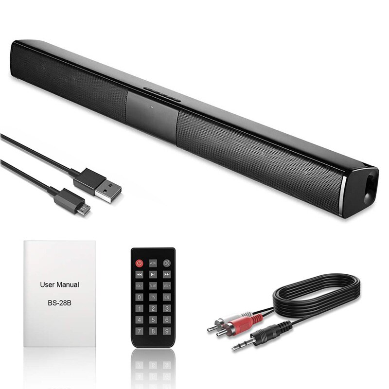 Soundbar , 2.0 kanals højttaler til tv soundbar kablet og trådløs bluetooth højttaler med indbyggede batterier, til indendørs udendørs: Default Title