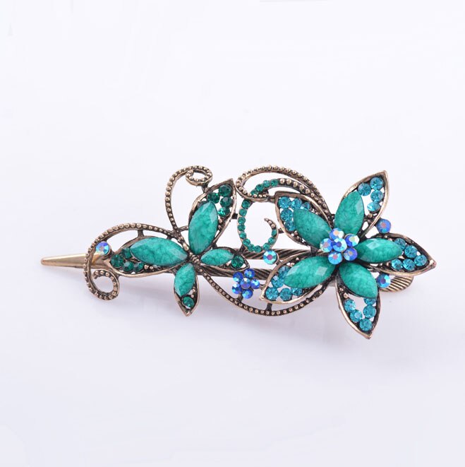 Metallo Strass clip di Capelli Vintage ▾ Placcatura in Bronzo di Capelli Della Farfalla Artiglio retrò Fiore Hairgrip Monili Dei Capelli Delle Donne: blu