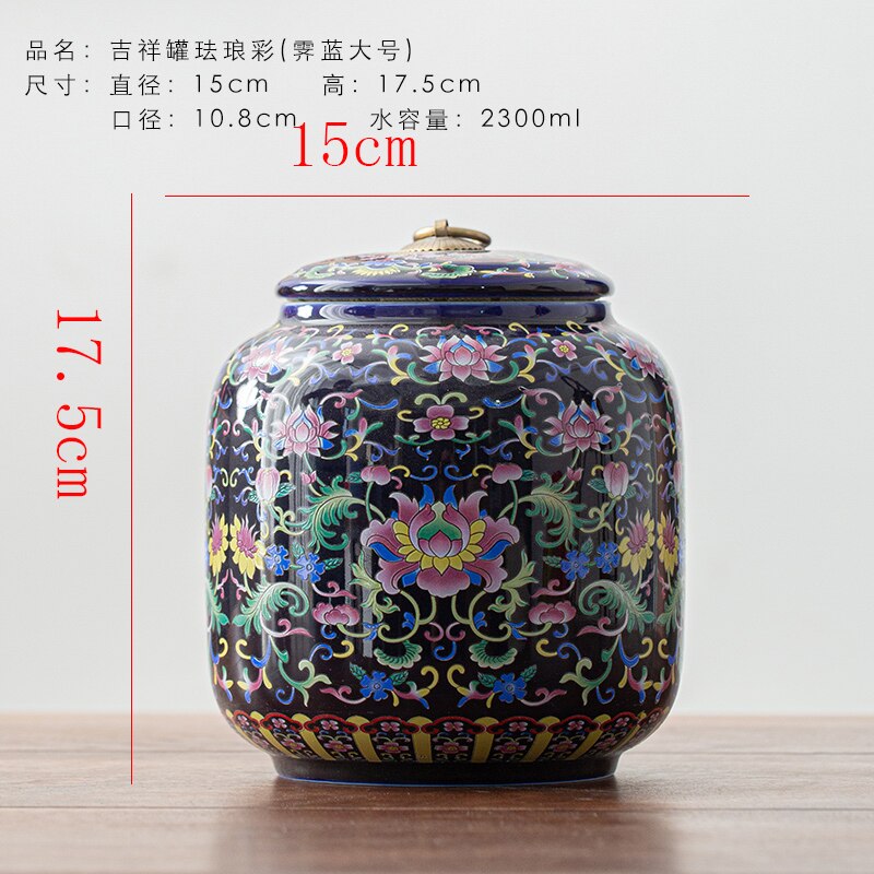 Chinese Style Blue and White Porcelain Tea Box Home Candy Nut Sealed Storage Jar Ceramic Candy Storage Jar Home Decor: D-large