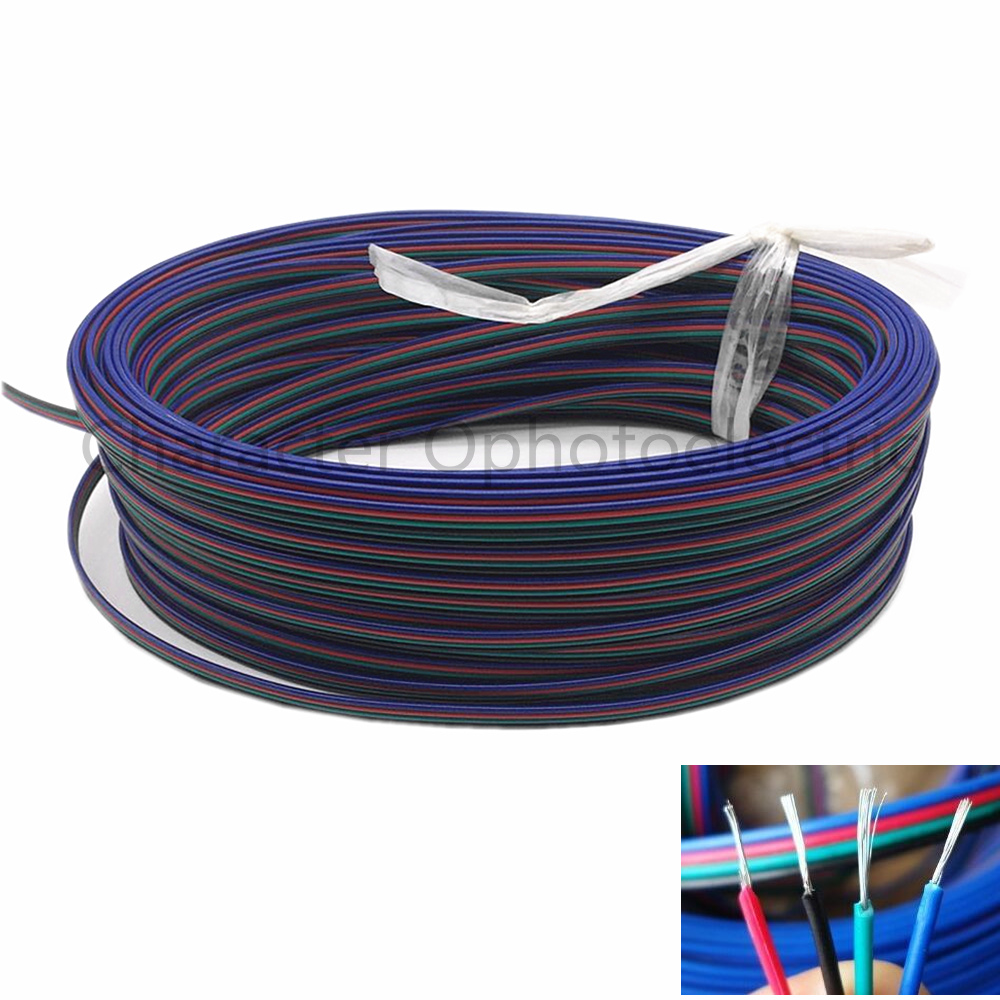 2m 5m 10M 20m 50m 4 Pins RGB + Zwarte Draad Connector Kabel Voor DC12V Strip licht