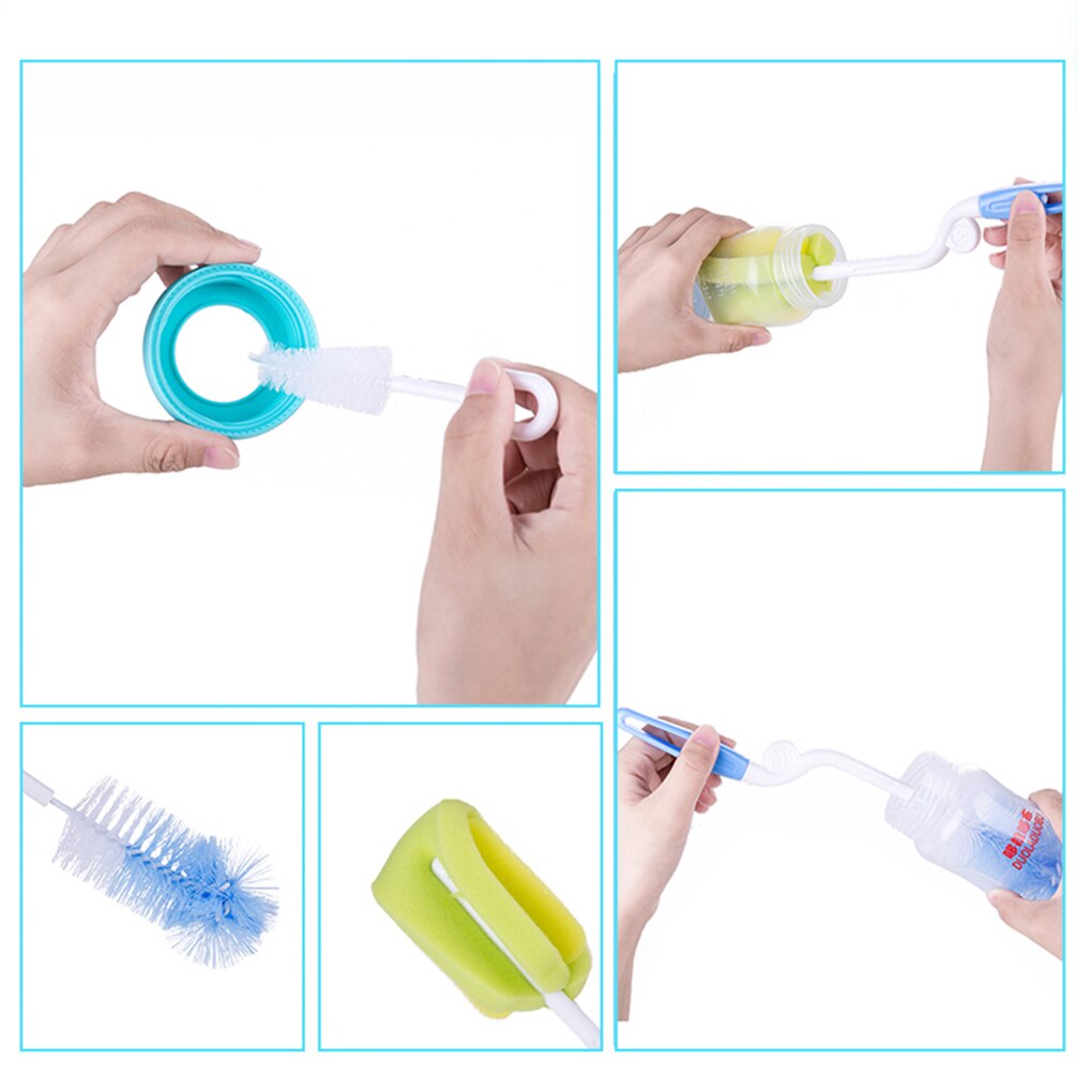 6 Teile/satz Flasche Pinsel Set Milch Flasche Schnuller Stroh Reinigung Nylon Schwamm Pinsel Kit