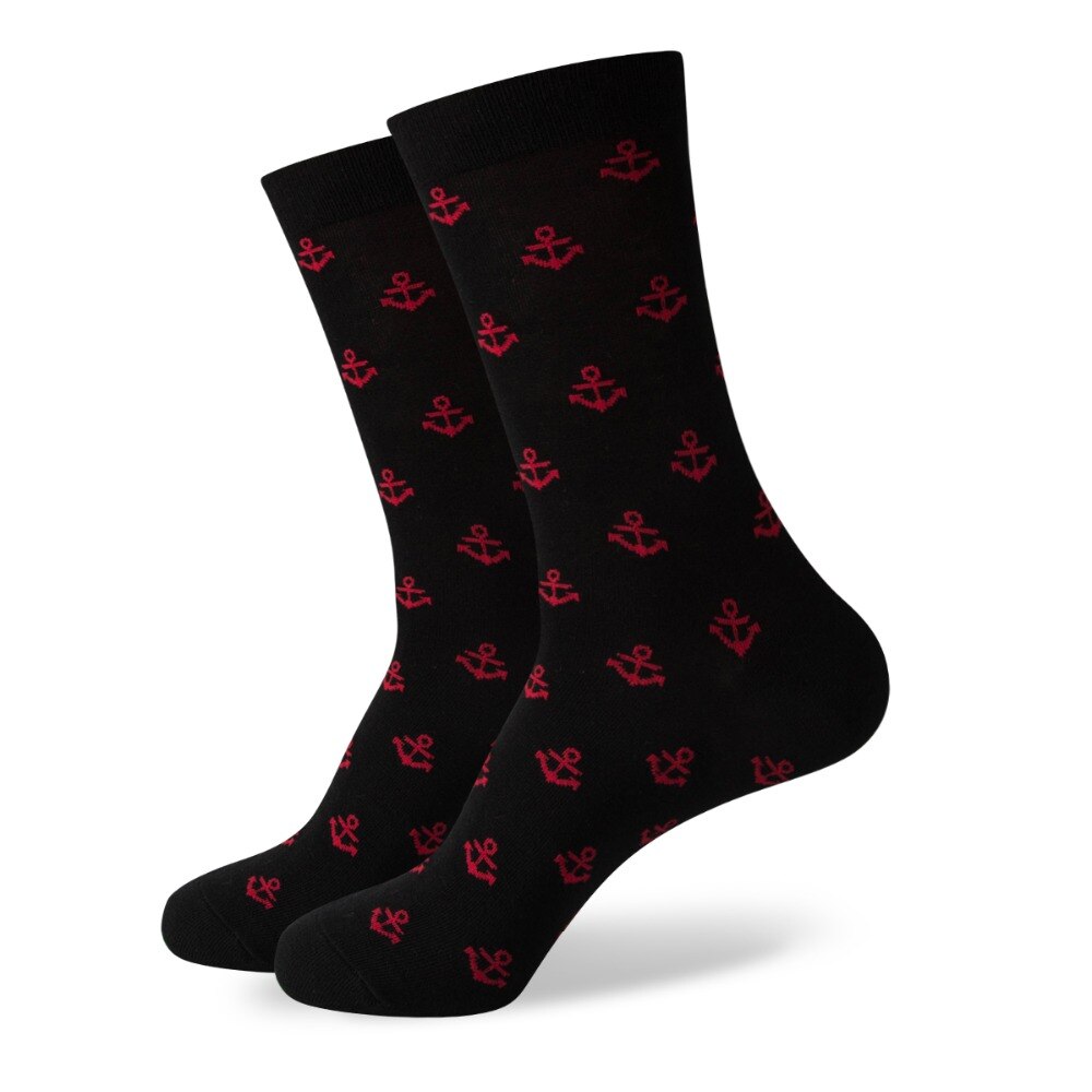 Calcetines de algodón peinado con ancla para hombre, medias de boda, talla estadounidense (7,5-12), estilo,