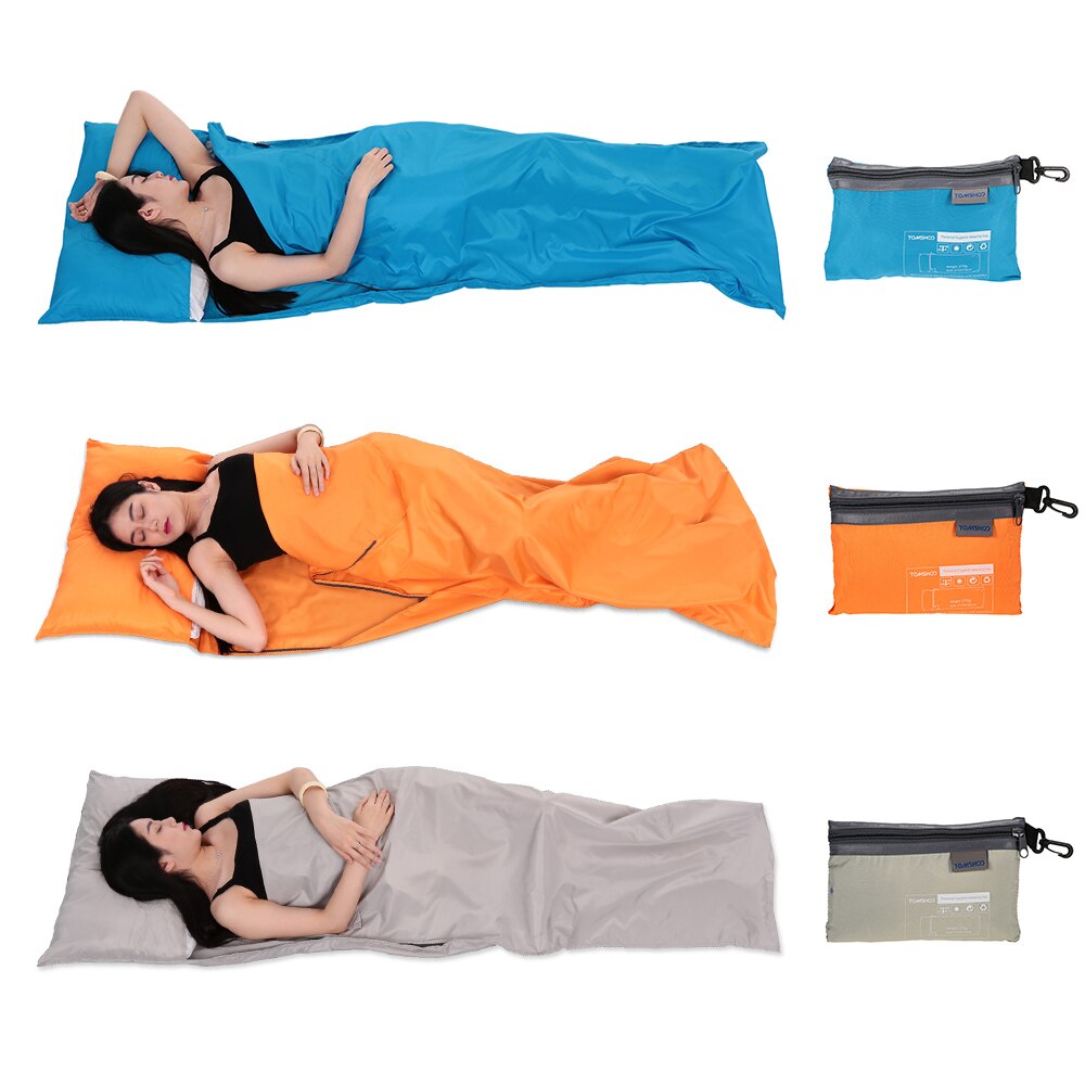 TOMSHOO-saco de dormir para viaje al aire libre, forro de 70x210CM, para acampar, senderismo, saludable, con funda de almohada, portátil, ligero, viaje de negocios