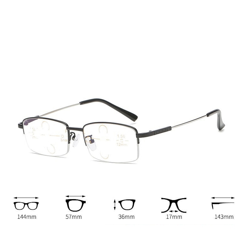 Lunettes de vue multifocales progressives anti-lumière bleue elbru en métal titane pour femmes et hommes, anti-fatigue, loupes, presbytie