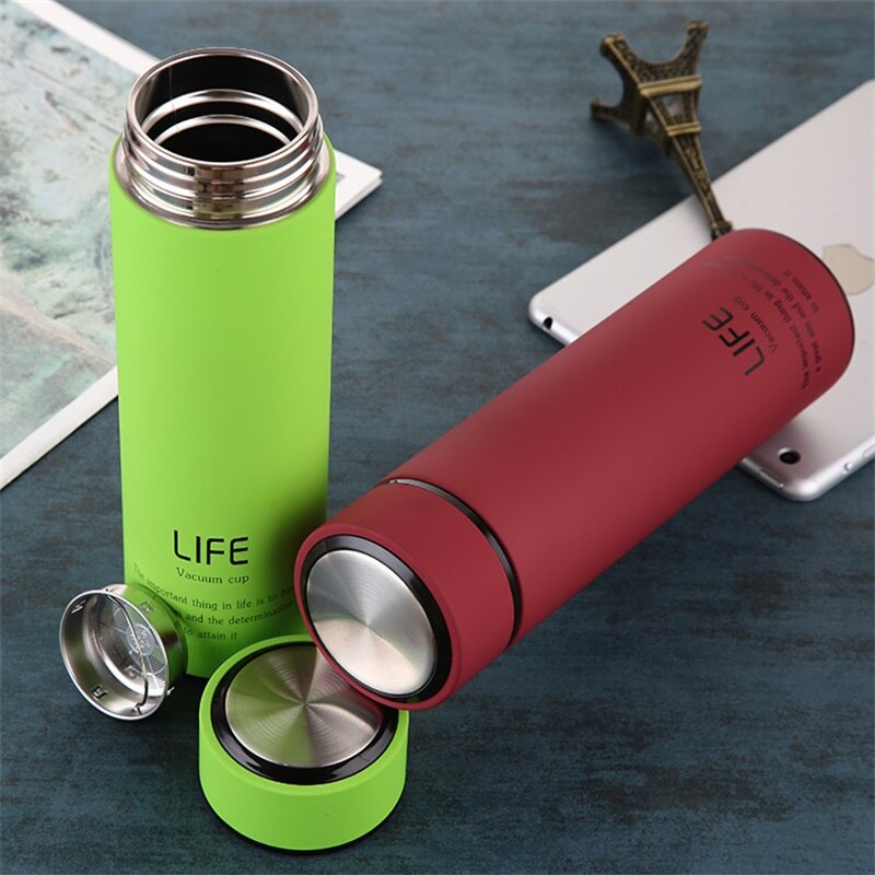500ML Thermos Tea Vacuum Flask With Filter Stainless Steel 304 Thermal Cup Coffee Mug Water Bottle Office Business Thermo