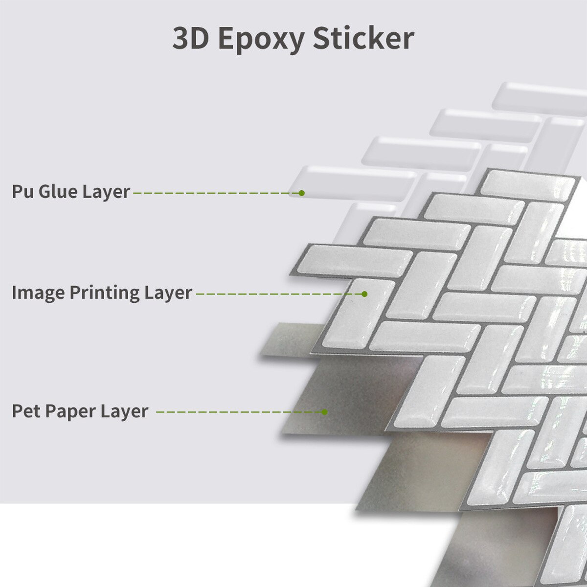 3d klassiske sildeben epoxy vægklistermærke køkken flise klistermærke stænktæt klistermærke avanceret anti-mold diy badeværelse dekoration