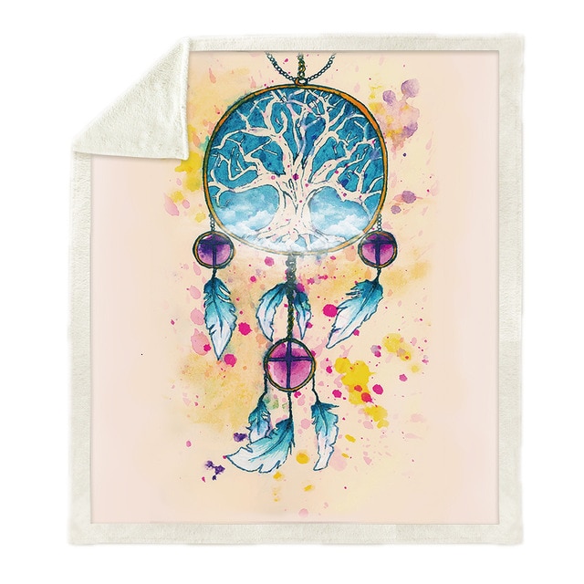 Throw Blanket 3D Printed Dream Catcher Velvet Plush Sofa Blanket Soft Sherpa Fleece Bedspread Microfiber Couch Cover Warm Manta: color3 / 150x200cm