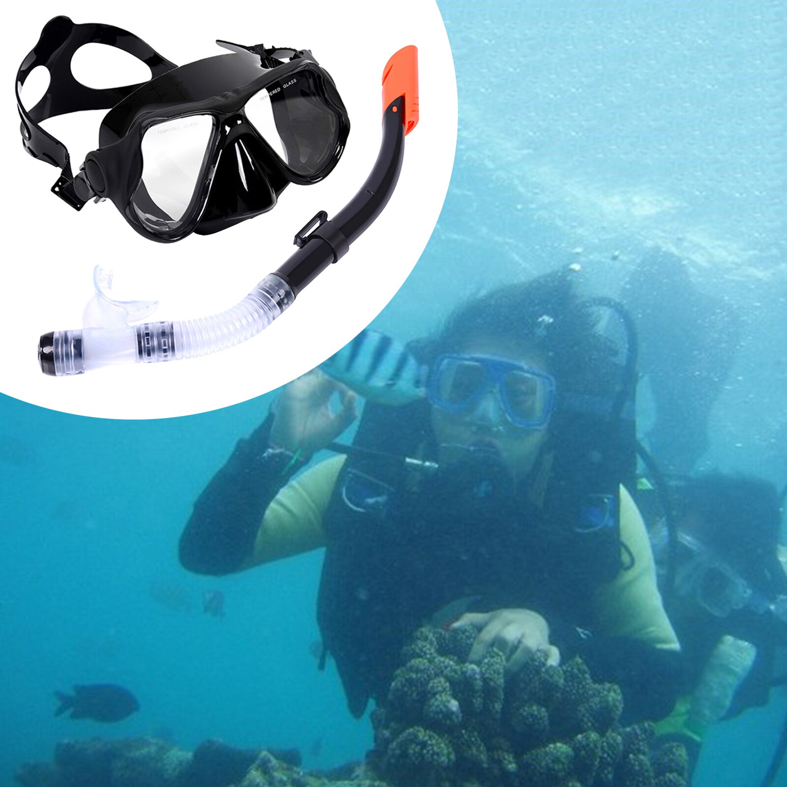 Dry Snorkel Mask Set Snorkeling Gear – Foldable Dry Snorkel Set, Purge Valve Tube, Anti Fog Large Panoramic Goggles Mask
