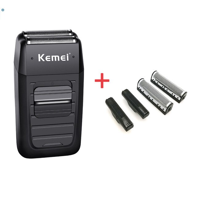 Kemei Rechargeable Cordless Shaver For Men Twin Blade Reciprocating Beard Razor Face Care Multifunction Strong Trimmer Machine: Gold
