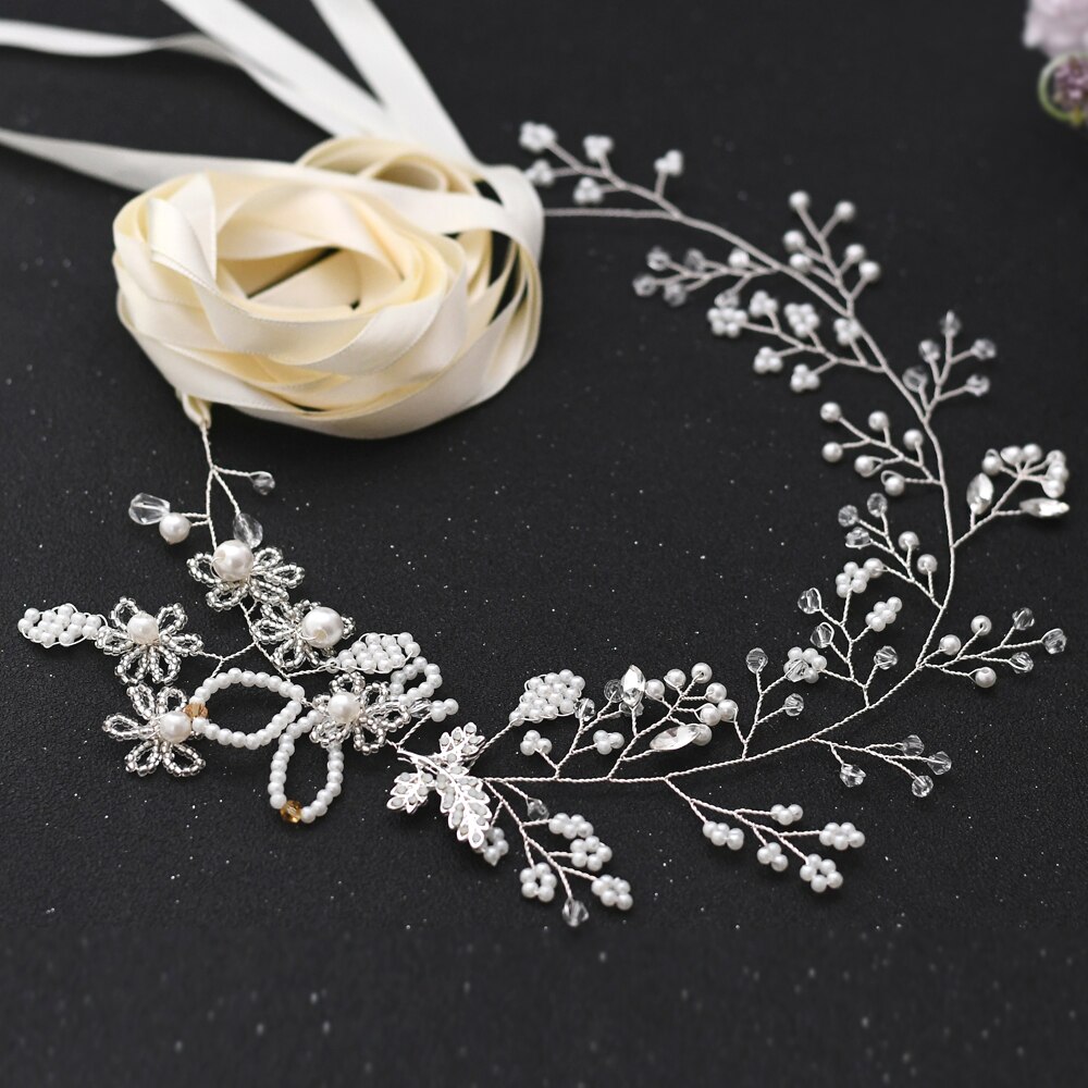 ZMSH07 Trouwjurk Riem Bruid Accessoires Kristal Bruidsmeisje Sash Band Dames Rhinestone Applique Bridal Riemen Voor Vrouwen: ivory ribbon
