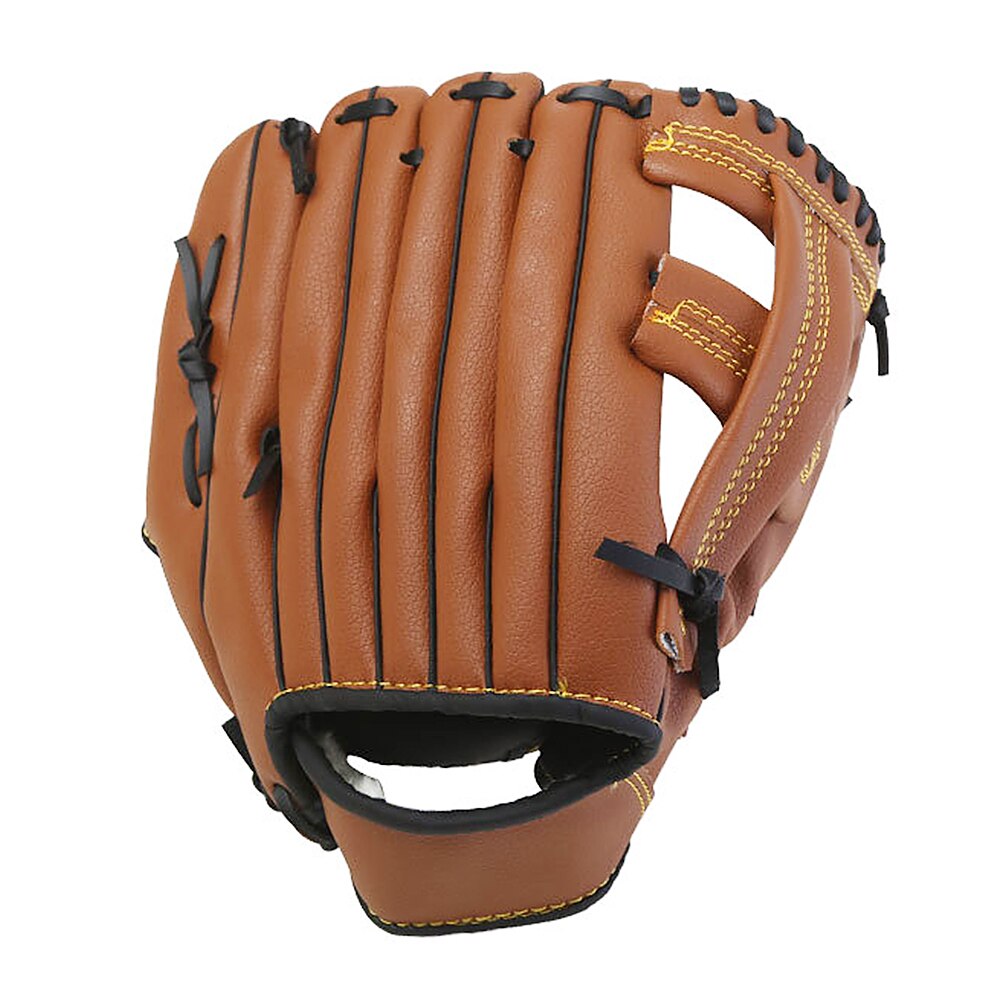 10.5in Outdoor Sport Honkbal Handschoen Softbal Praktijk Apparatuur Outfield Pitcher Handschoenen Lederen Softbal Handschoen: Brown 9.5in