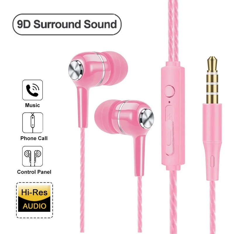 Universal- 3,5mm Verdrahtete Kopfhörer in Ohr Headset HIFI Schwere Bass Ohrhörer Sport Headset 3D Stereo Musik Kopfhörer Mit Mikrofon