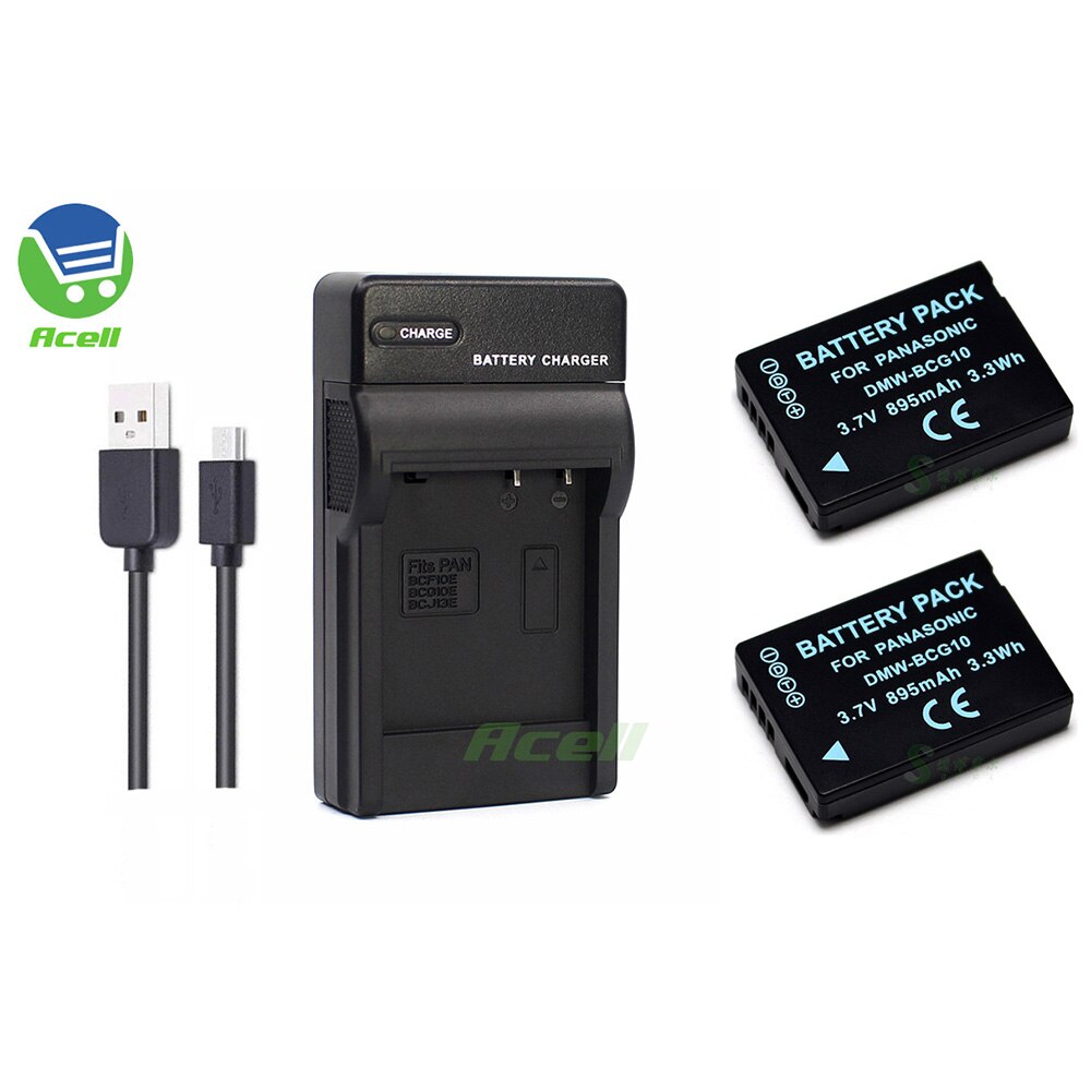 Dmw-bcg 10 batteri + usb-laddare för panasonic dmc -zr3 dmc -3 d 1 dmc -tz6 dmc -tz7 dmc -tz8 kamera byt ut dmw-bcg 10e dmw-bcg 10pp