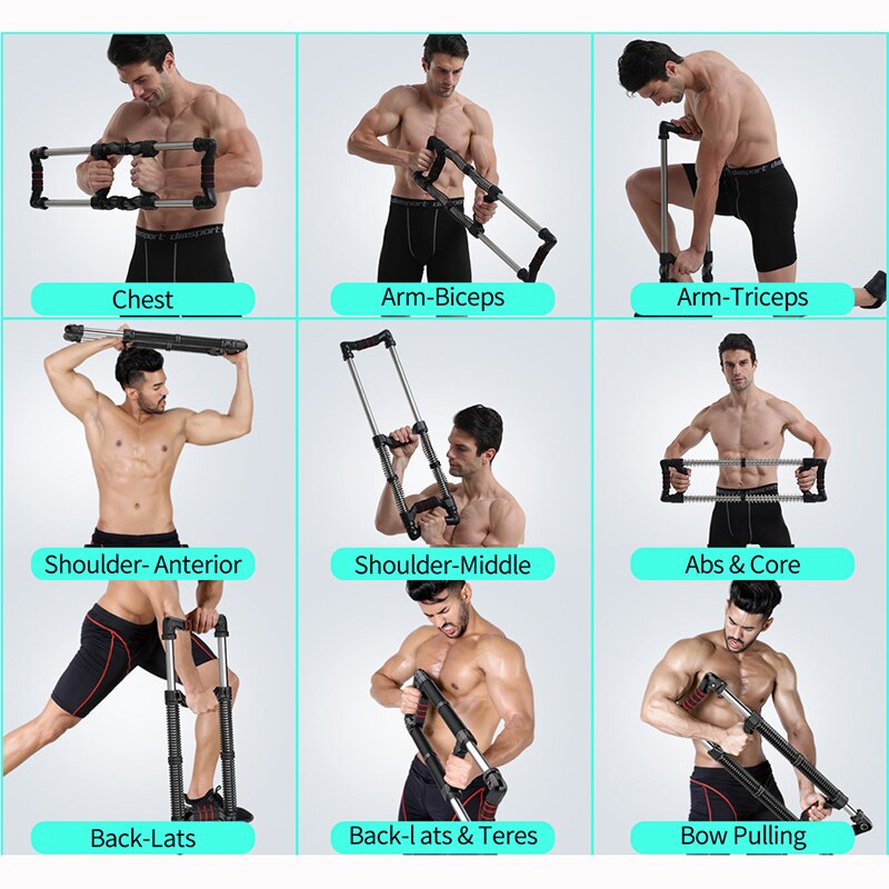 Expansor de pecho de fuerza de brazo, dispositivo de agarre de mano ajustable de dos vías para hacer ejercicio, Power Spring Power Twister