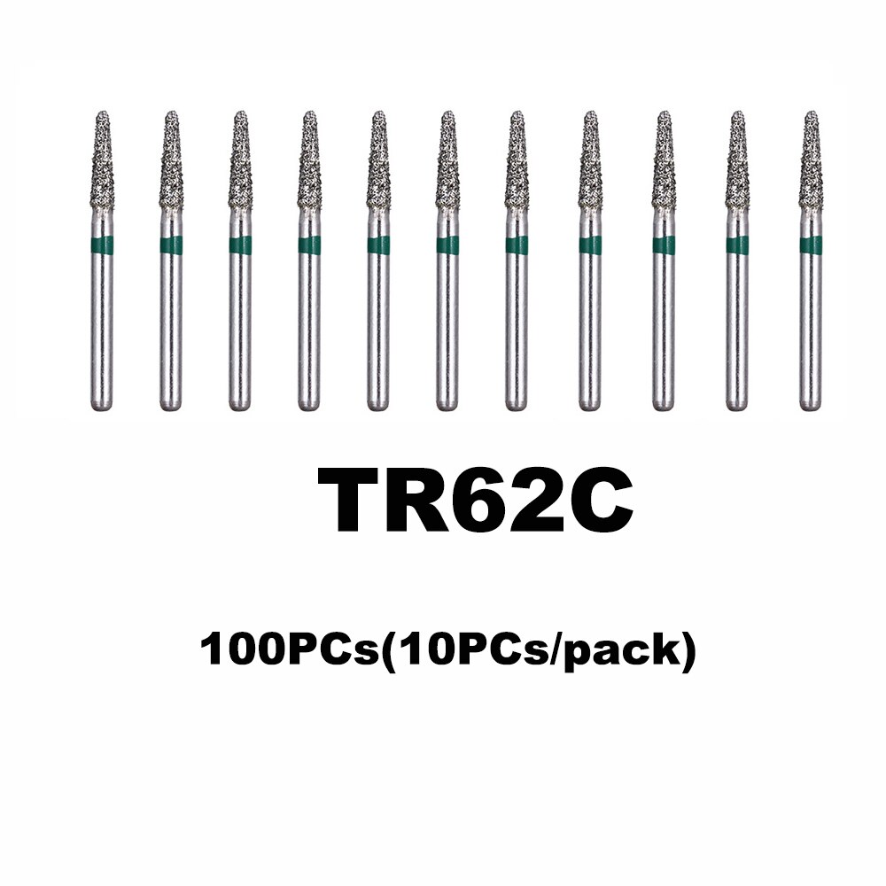 100PCs Dental Diamond Burs Drill Dentistry Burs Dia-burs for High Speed Handpiece Handle Diameter 1.6mm Dentist Tools BR31 FO32: 100PCs TR-62C