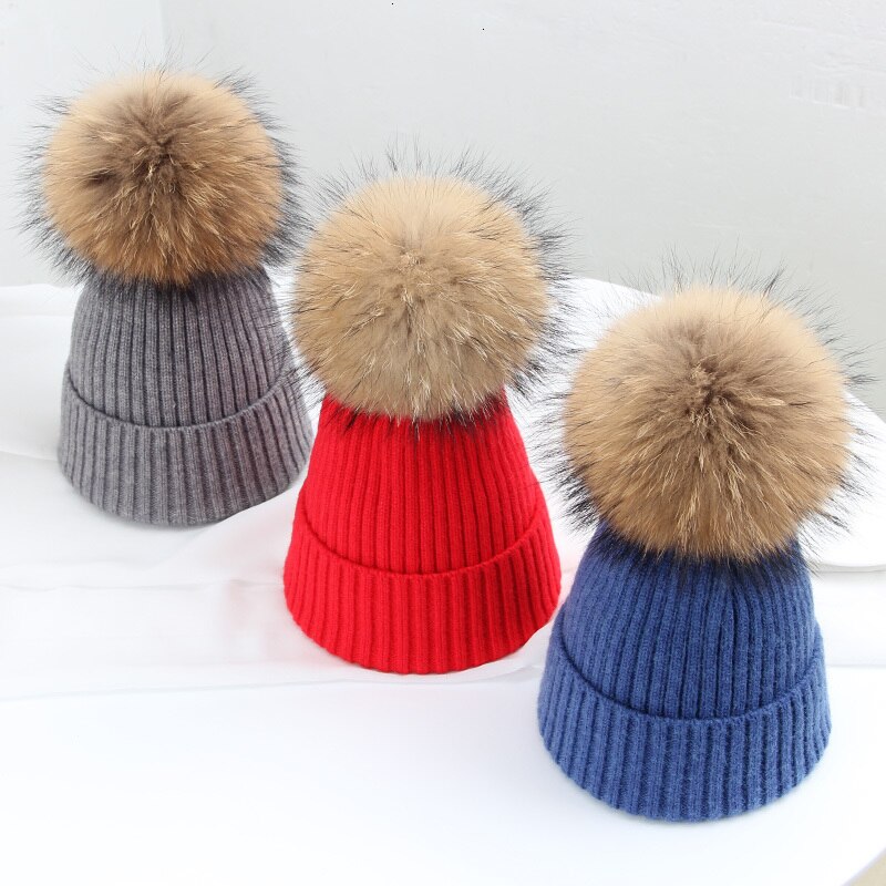 Vinter brand kvindelig pels pom poms hat vinter hat til kvinder piger hat strikkede beanies cap hat tyk kvinder uld skullies beanies