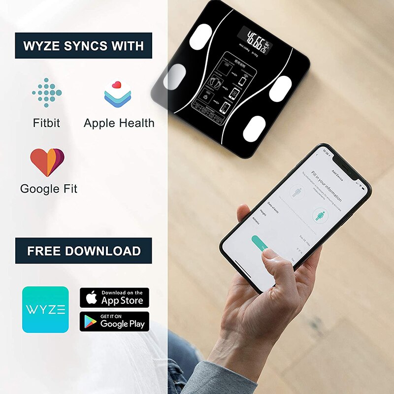 Body Fat Scale Smart Wireless Digital Bathroom Scale Body Composition Analyzer Weight scale that can be connected to Bluetooth