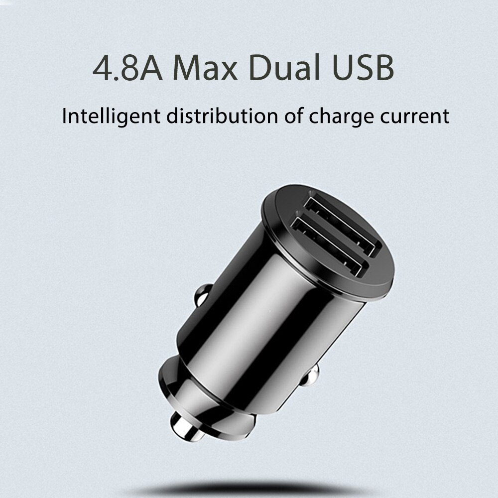 Mini Car Charger For iPhone Samsung Xiaom Huawei 4.8A Fast Car Charging Dual 2 Port USB Car Charger Adapter Mobile Phone Charger