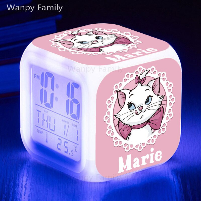 Sehr Ziemlich Marie katze Wecker LED Großen Bildschirm Display Zeit Datum Für Kinder Geburtstag Multifunktio digitale alarm uhren: Blau
