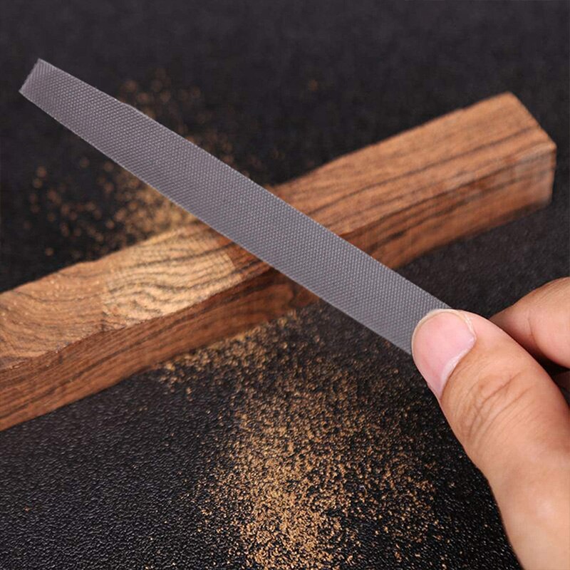 4 stuks 8 inch platte, ronde, halve cirkelvormige en driehoekige geharde stalen vijl, platte metalen vijl, slijpgereedschap met handgreep