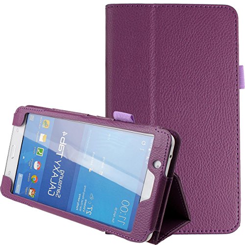 Para Samsung Galaxy Tab 4 7,0 plegable de cuero de la PU cubierta de la caja del soporte para Samsung Galaxy Tab 4 7,0 "Tablet SM-T230 SM-T231 caso: Morado