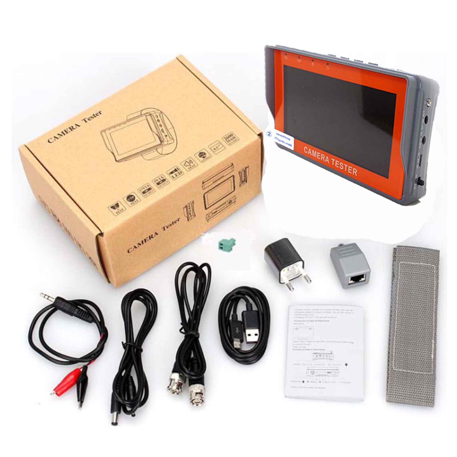 IV7A 4.3 Inch HD AHD CCTV Tester Monitor AHD 1080P Analog Camera Testing PTZ UTP Cable Tester 12V1A Output with RS485 cable test