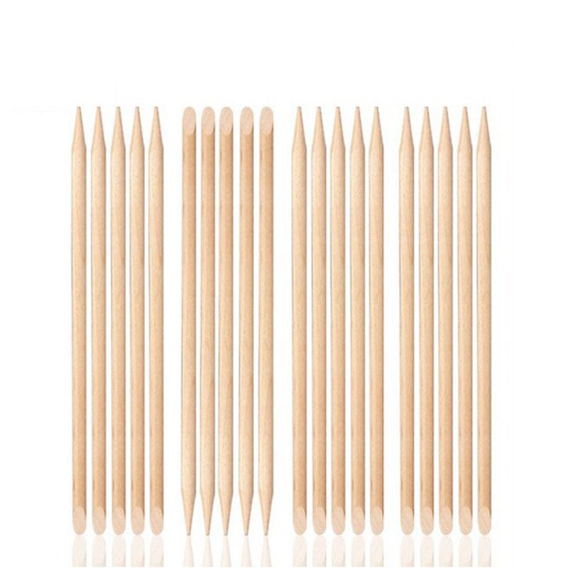 100 sztuk/paczka drewniane robić paznokci w sztyfcie, profesjonalny lakier robić paznokci robić manicure, Pedicure, odpychacz robić skórek zmywacz, paznokci kryształ górski rozsianych długopis narzędzia