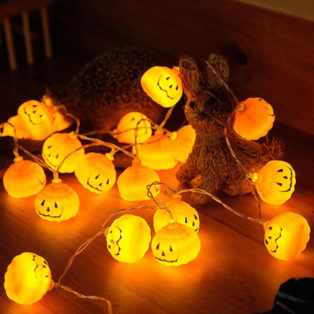 Halloween Lights String 10/20 LED Pumpkin Spider Bat Skull Light Battery Operated for Indoor Outdoor Party Decorations: 3D Pumpkin Lights / 3M 20leds