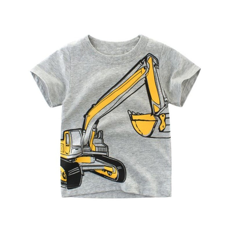 T-shirts tegneserie print baby drenge til drenge tshirtexcavator bil t shirt til sommerfor børn kortærmet top tee: 8t