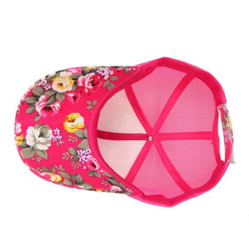 Floral Snapback Hats for Women Summer Breathable Mesh Baseball Caps Gorras Adjustable Girls Sun Trucker Hat