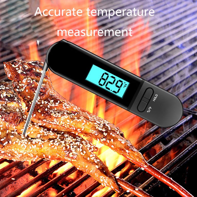 Instant Read Folding Digital Thermometer Probe Food Barbecue BBQ Meat Kitchen 37MB