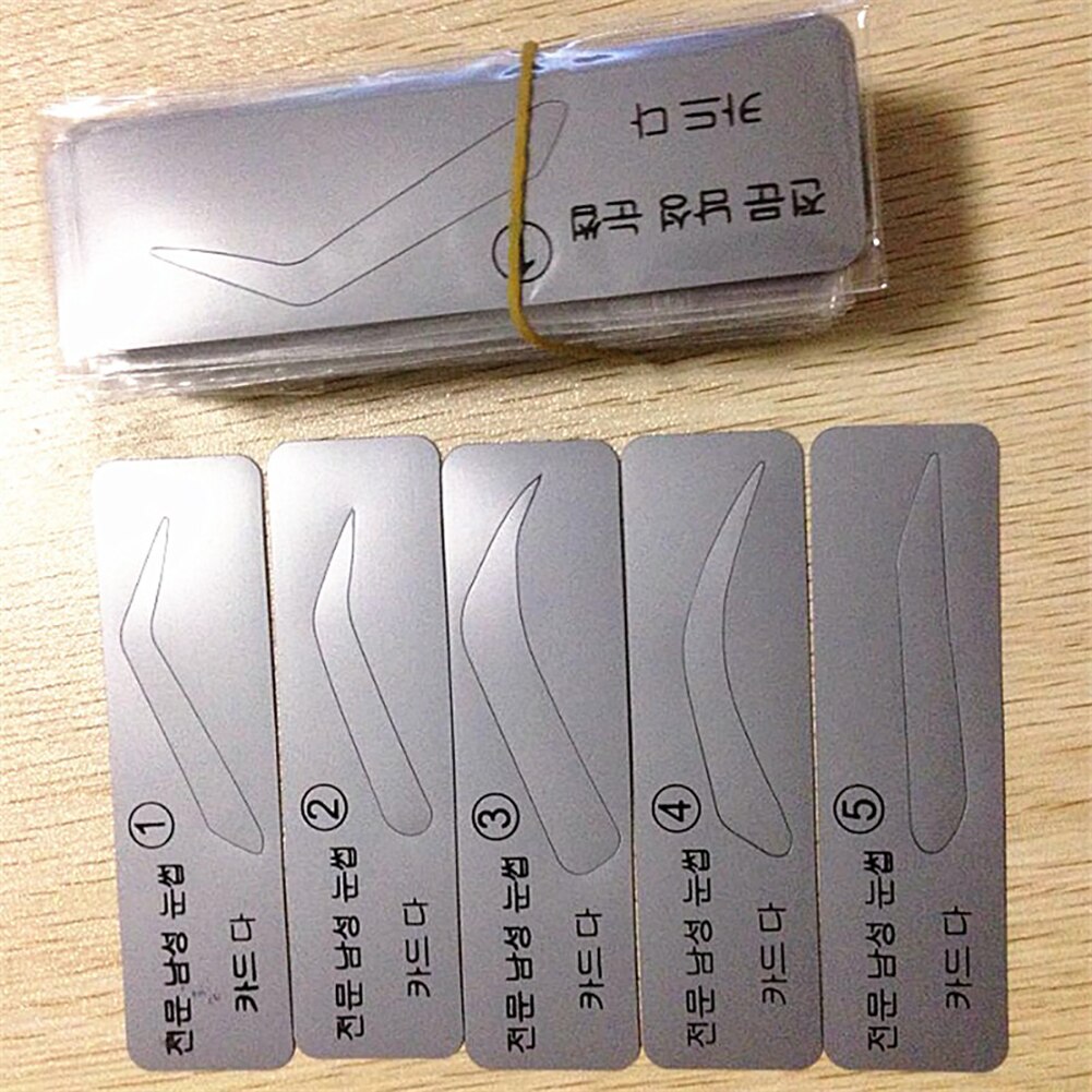 Unisex, 5 uds patrones para cejas plantillas reutilizables, tarjeta de acicalamiento de cejas, herramienta de belleza moldeadora de recorte, maquillaje de ojos portátil