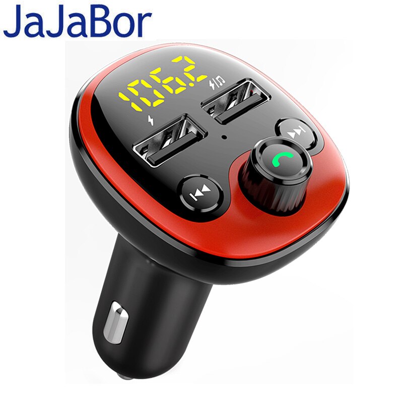 Jajabor Bluetooth Handsfree Car Kit Fm-zender Bluetooth 5.0 Dual Usb Auto-oplader Ondersteuning Map Schakelaar Afspelen