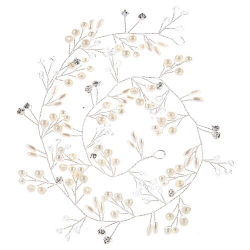 Novo feminino nupcial da dama de honra do falso pérola bandana doce elegante longo cabelo corrente festa de casamento moda decorativa headwear jóias: Silver 35cm