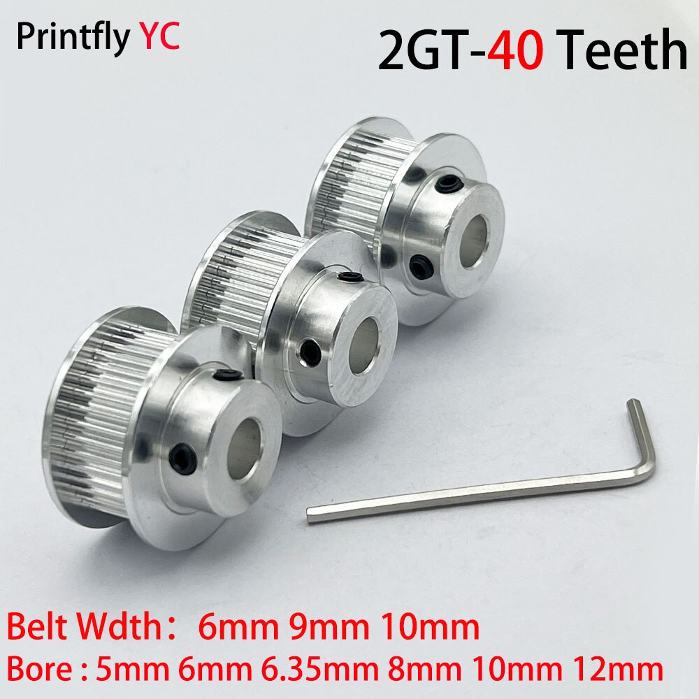 3D Printer Parts40 Teeth 2GT 2M Timing Pulley Bore 5/6/6.35/7/8/10/12mm for GT2 Synchronous belt width 6/9mm small backlash 40Te