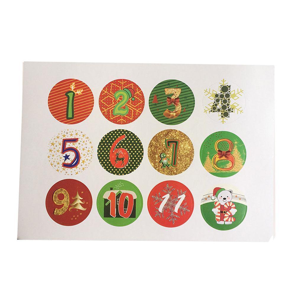 1pc Christmas Countdown Number Sticker Round Digital Packaging Decor Stationery Labels Party Xmas Sticker Sealing Sticker P C6e3