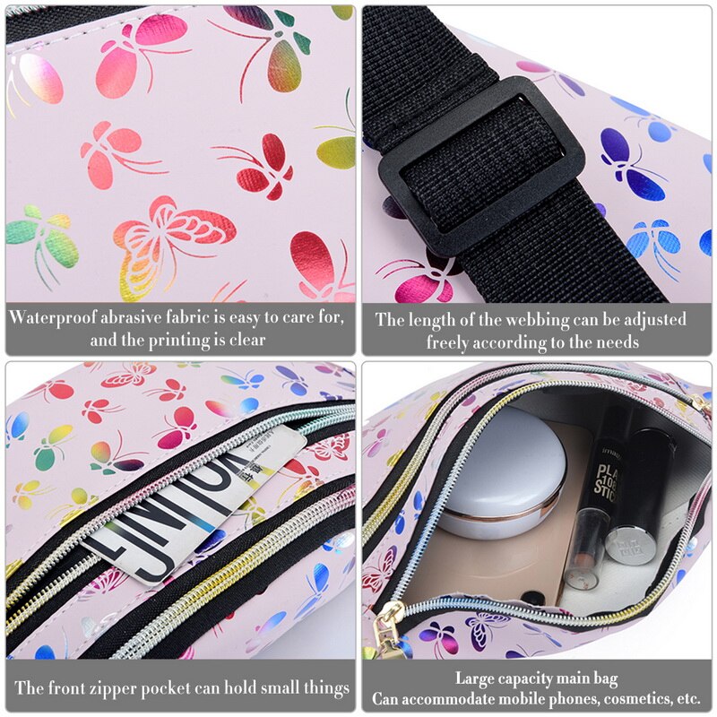 Gedrukt Waterdichte Ruimte Fanny Pack Taille Zakken Hip Bum Bag Belt Bag Met Verstelbare Riem Voor Vrouwen Kleurrijke Meisjes Bum tas