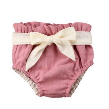 Roze Strik Katoen Baby Baby Meisje Jongen Shorts Hoge Taille Pp Broek Nappy Luier Covers Strik Bloeiers 6 M- 2T