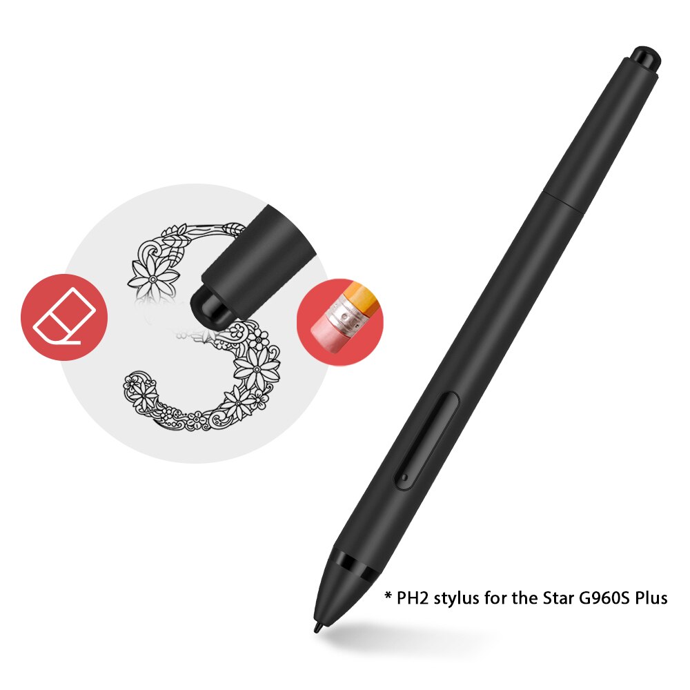 XP-Pen PH2 Power Stylus 8192 Pressure Sensitivity Grip Pen ONLY for Drawing tablet XP-Pen Star G960S PLUS