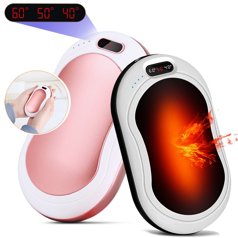 10000mAh 4 In 1 USB Rechargeable Electric Hand Warmer Double-Side 5s Heating Mini 5V Long-Life Pocket Power Bank Hand Warm