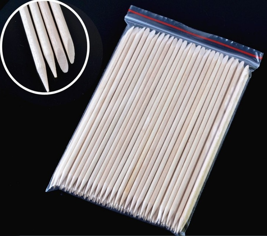 Removedor de cutículas para manicura y pedicura, herramienta de palitos de madera naranja de 2 vías, TRP09 (100 cm de largo), 1 paquete de 11,5 piezas