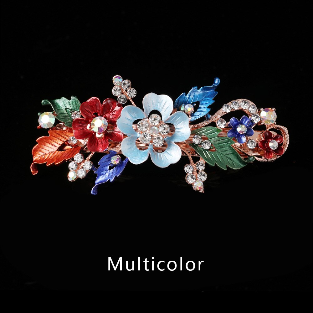 Pasadores de flores a la para mujer y niña, pasador Foral de resina, horquilla de cristal, accesorios de peinado para el cabello: multicolor
