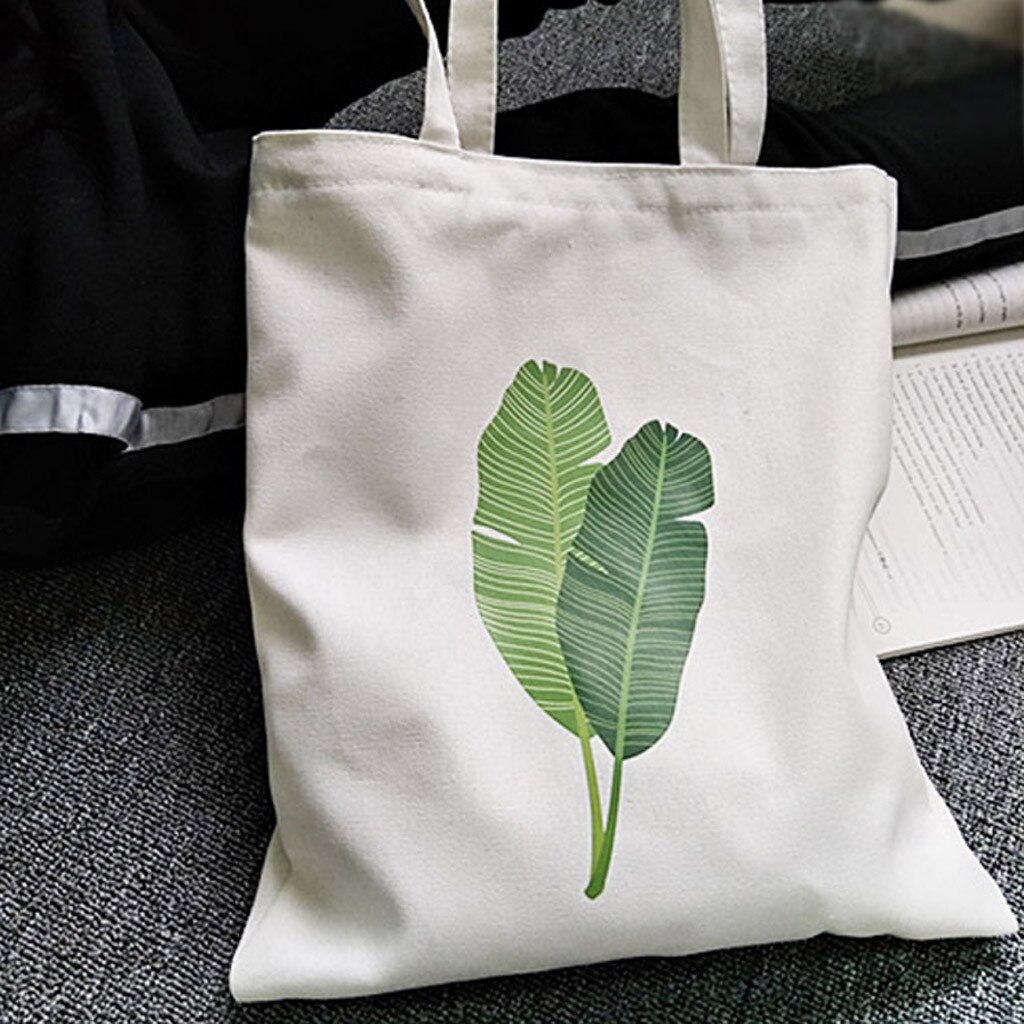 Frauen Leinwand Druck Banana Leaf Schulter Taschen Griff Einkaufstaschen Bequem Große-kapazität lagerung taschen Tote