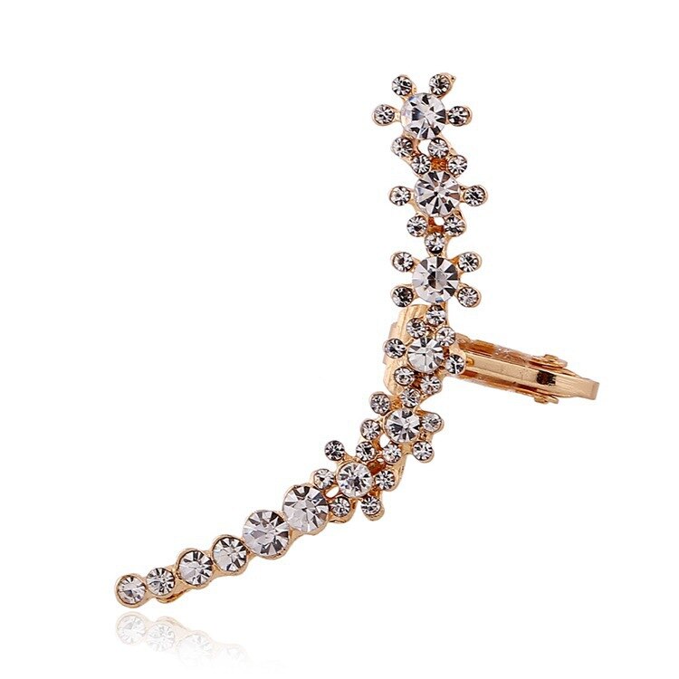 Orecchini a clip moda lucido strass polsino dell&#39;orecchio fiore di cristallo pieno accessori per gioielli da donna orecchini a Clip regalo per la festa nuziale