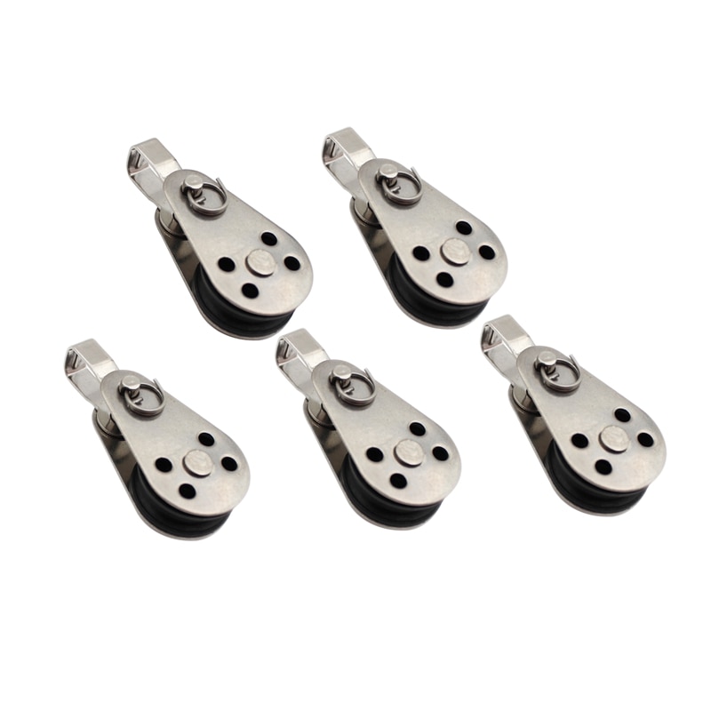 5 kpl / set ruostumaton teräs talja 25mm vaijeria nosturi taljan roikkuu lanka hinaus pyörä