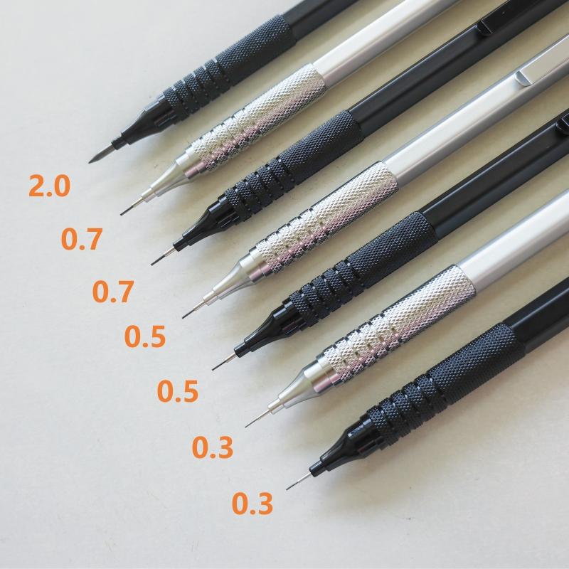 Lápiz mecánico de 0,3/0,5/0,7/2,0mm, centro de gravedad bajo, dibujo de Metal, lápiz especial, suministros de arte para escritura escolar y de oficina